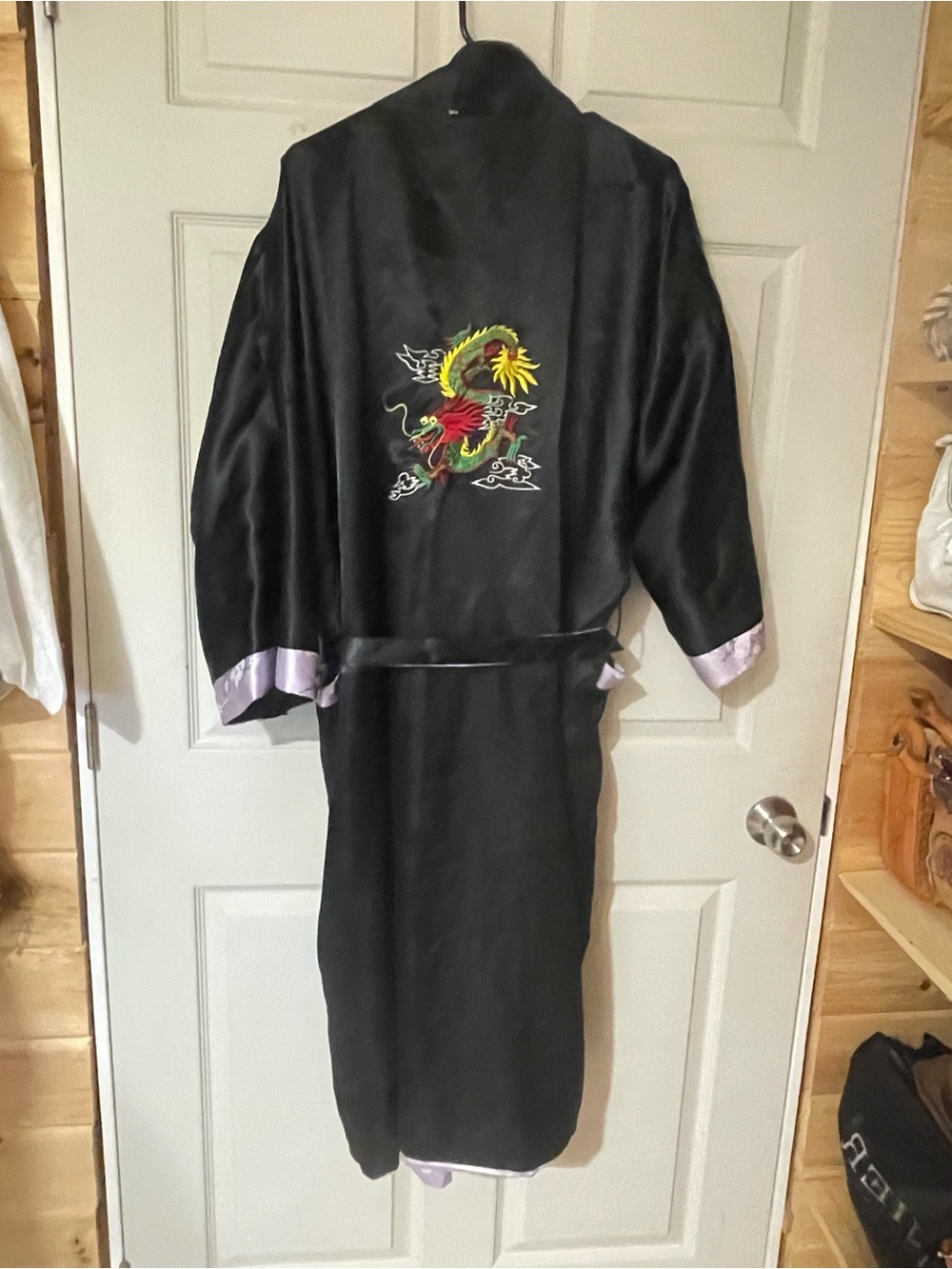 Purple/black reversible robe